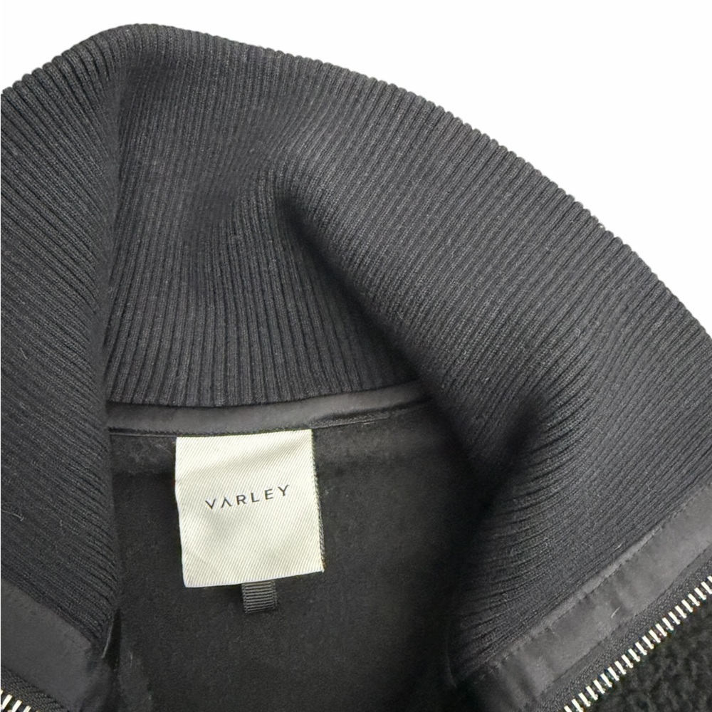 Varley Cozy Sherpa Half Zip Pullover Black XS Funnel Neck Side Zip Detail - Picture 3 of 4
